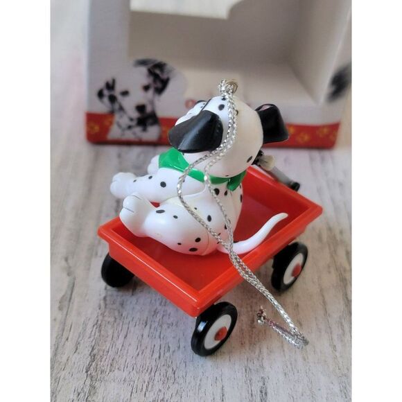 Enesco Dalmatian 101 Merry Xmas puppy wagon ornament - Picture 6 of 7